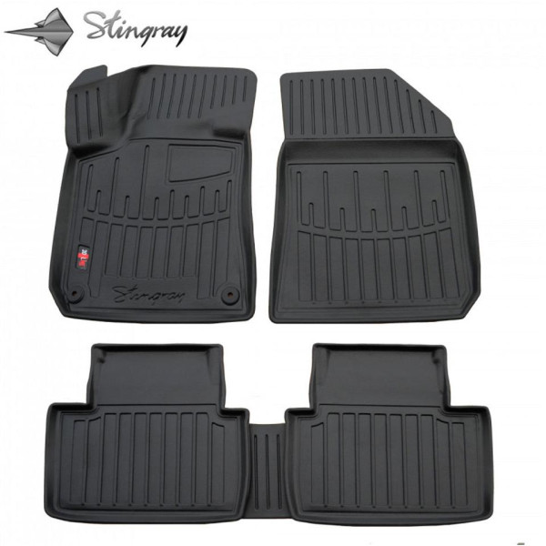 Rubber 3D mats PEUGEOT 308 II T9 universal 2013-2021, 5 pcs / black / 5016125 / higher edges