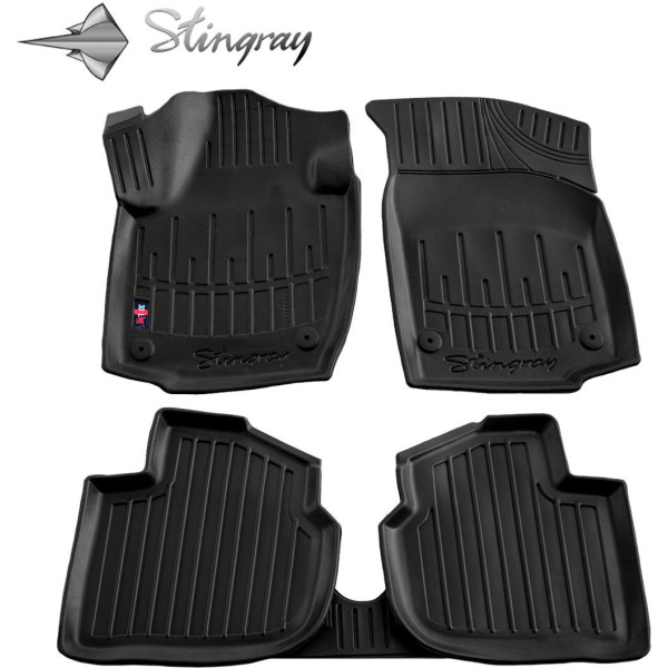 Rubber 3D mats SKODA Rapid 2012-2019, 5 pcs / black / 5020035 / higher edges