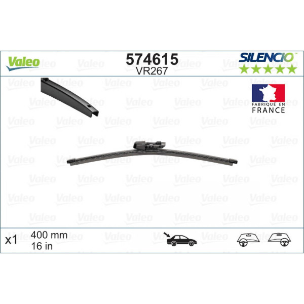 Rear wiper Valeo Silencio Rear VR267, 400 mm