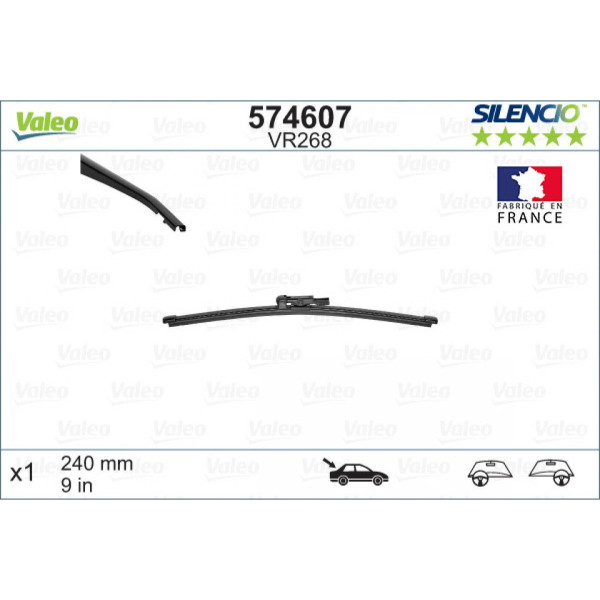 Rear wiper Valeo Silencio Rear VR268, 240 mm