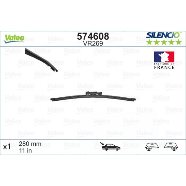 Rear wiper Valeo Silencio Rear VR269, 280 mm