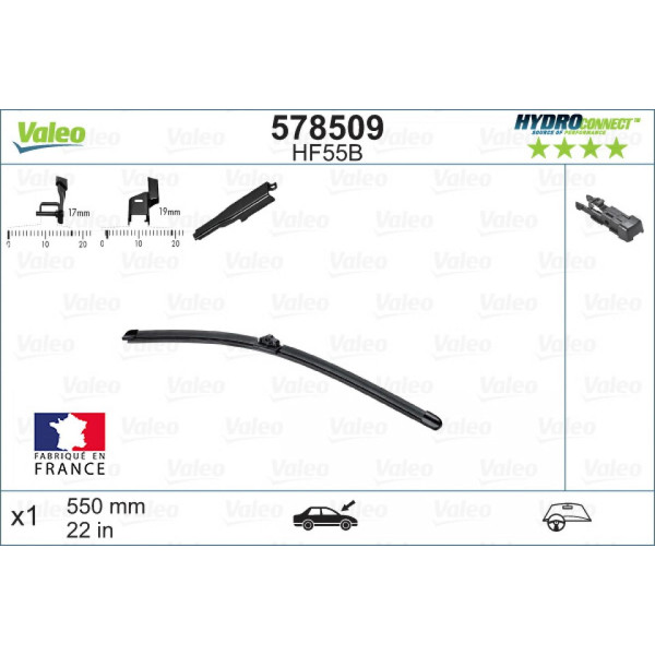 Wiper Valeo HydroConnect HF55B, 550 mm