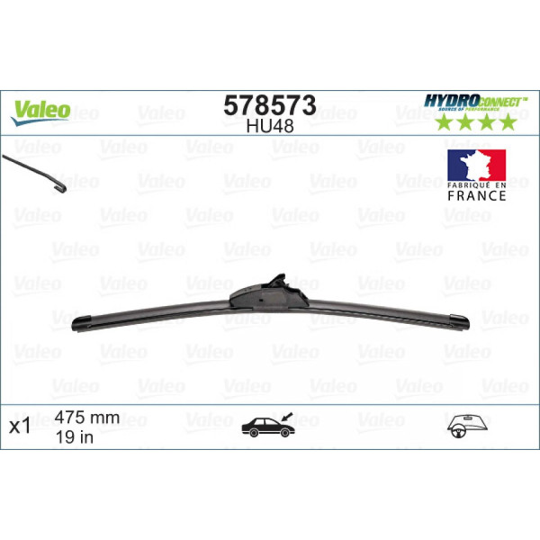 Wiper Valeo HydroConnect HU48, 480 mm