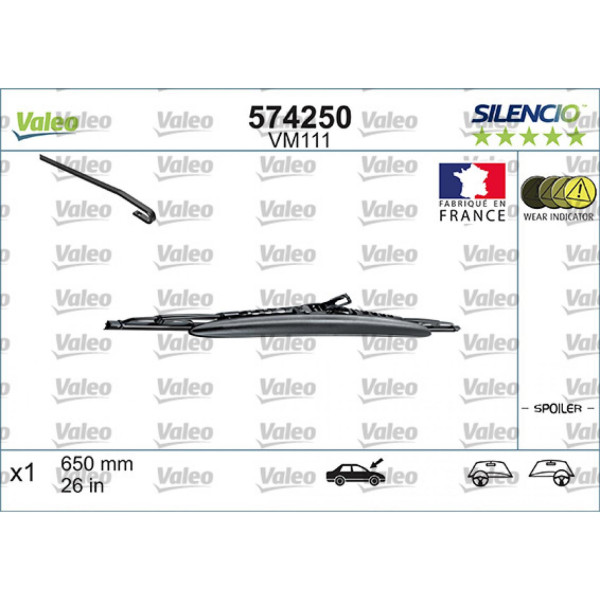 Wiper Valeo Silencio Performance Spoiler VM111, 650 mm