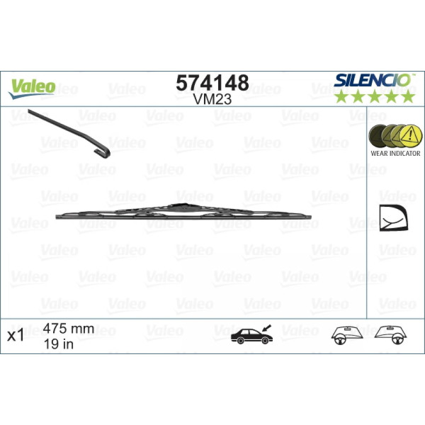 Wiper Valeo Silencio Performance VM23, 475 mm