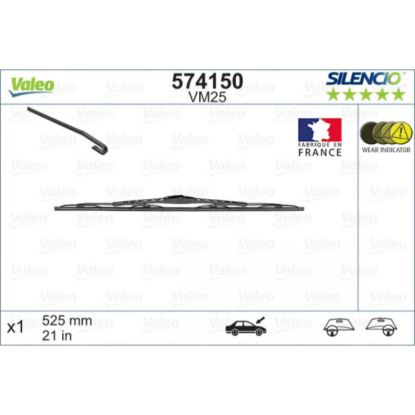 Wiper Valeo Silencio Performance VM25, 525 mm