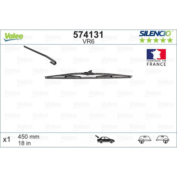 Rear wiper Valeo Silencio Performance VR6, 450 mm