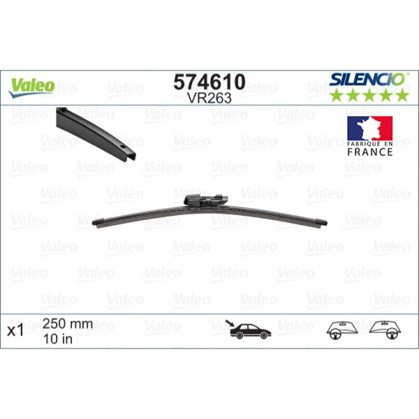 Rear wiper Valeo Silencio Rear VR263, 250 mm