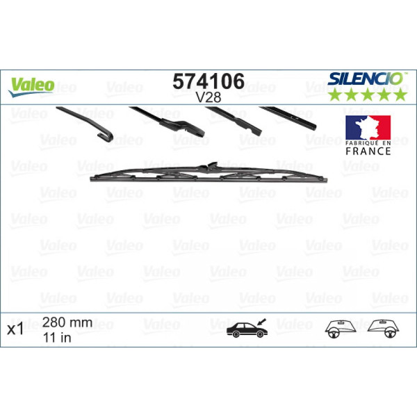 Wiper Valeo Silencio Standart V28, 280 mm