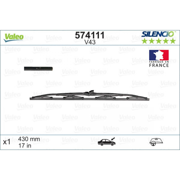 Wiper Valeo Silencio Standart V43, 430 mm