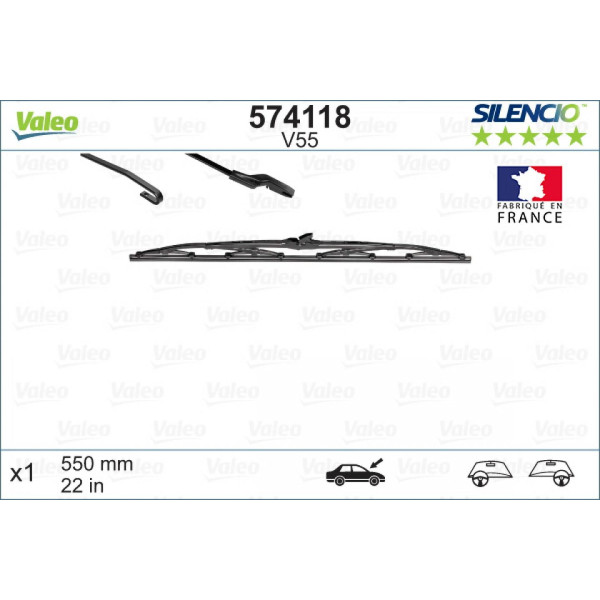 Wiper Valeo Silencio Standart V55, 550 mm