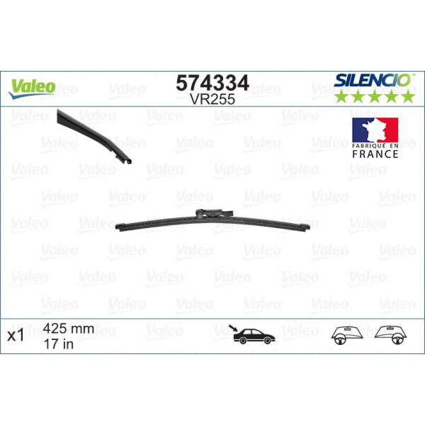 Rear wiper Valeo Silencio X.TRM OE VR255, 425 mm