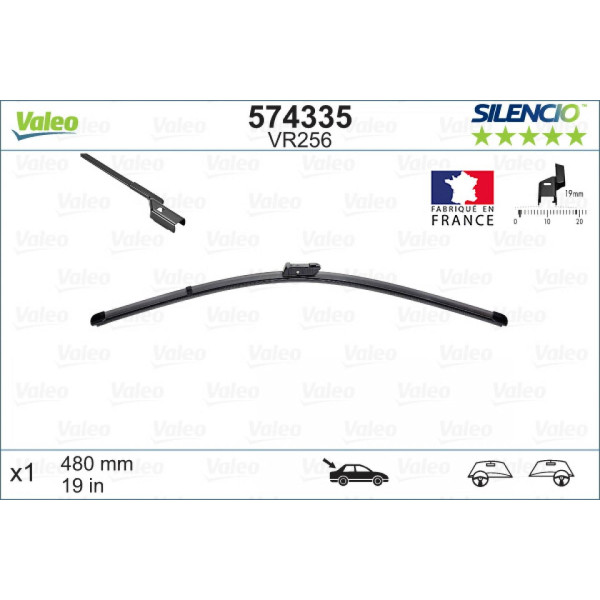 Rear wiper Valeo Silencio X.TRM OE VR256, 480 mm