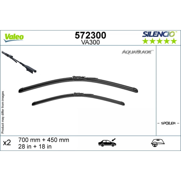 Wiper set Valeo Aquablade VA300, 700/450 mm