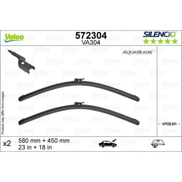 Wiper set Valeo Aquablade VA304, 580/450 mm