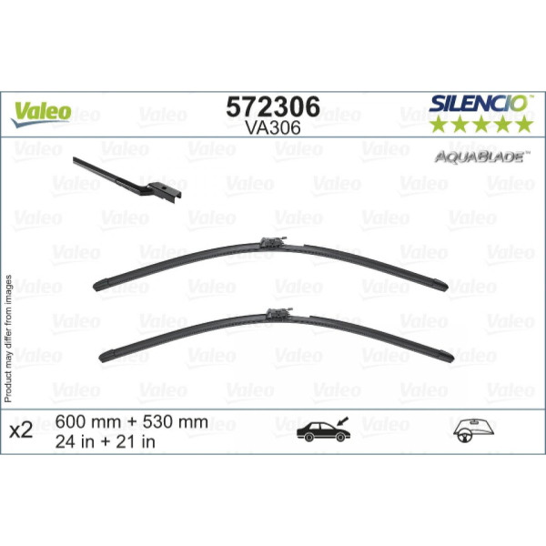 Wiper set Valeo Aquablade VA306, 600/530 mm