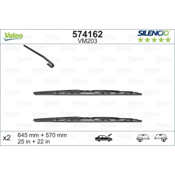 Wiper set Valeo Silencio Performance X2 VM203, 645/570 mm