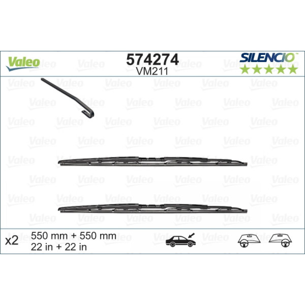 Wiper set Valeo Silencio Performance X2 VM211, 550/550 mm