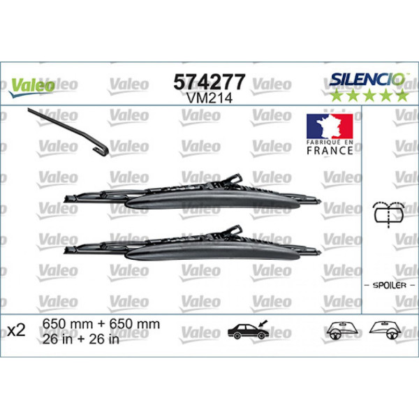 Wiper set Valeo Silencio Performance X2 VM214, 650/650 mm