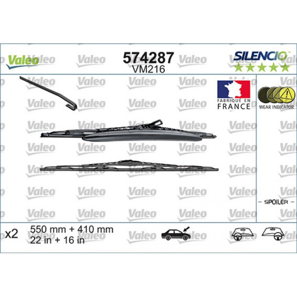 Wiper set Valeo Silencio Performance X2 VM216, 550/410 mm