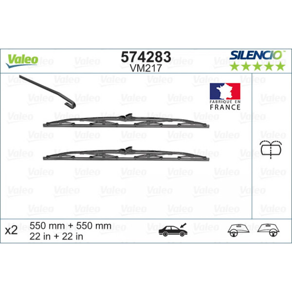 Wiper set Valeo Silencio Performance X2 VM217, 550/550 mm