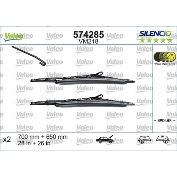 Wiper set Valeo Silencio Performance X2 VM218, 700/650 mm