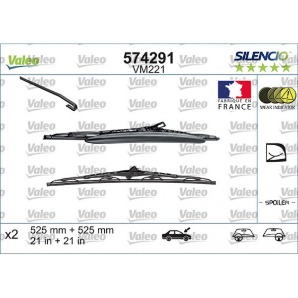 Wiper set Valeo Silencio Performance X2 VM221, 525/525 mm