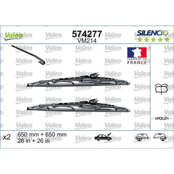 Wiper set Valeo Silencio Performance X2 VM222, 475/475 mm