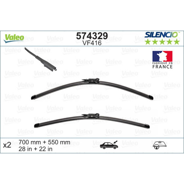 Wiper set Valeo Silencio VF416, 700/550 mm