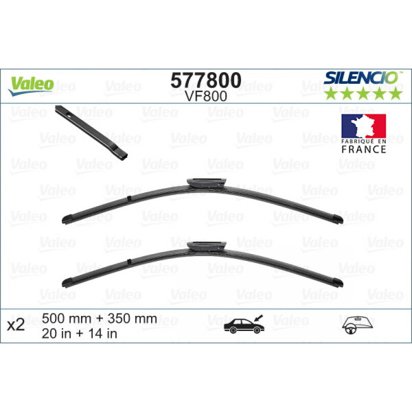 Wiper set Valeo Silencio VF800, 500/350 mm