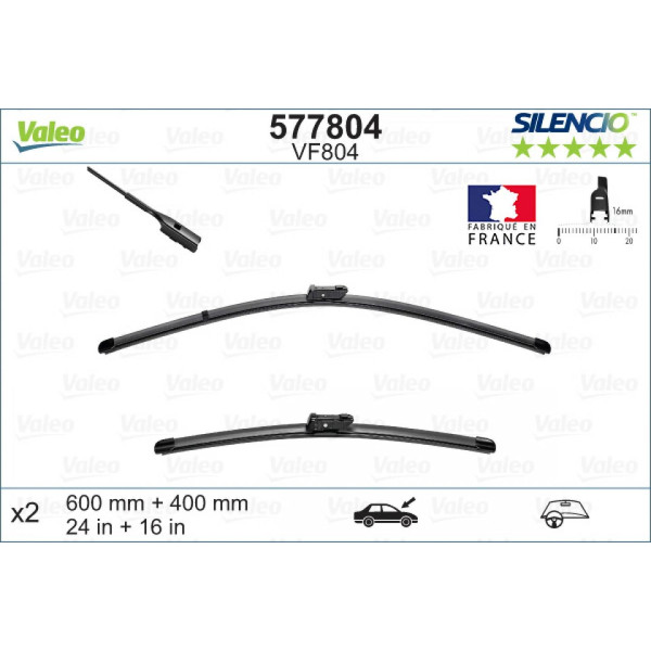 Wiper set Valeo Silencio VF804, 600/400 mm