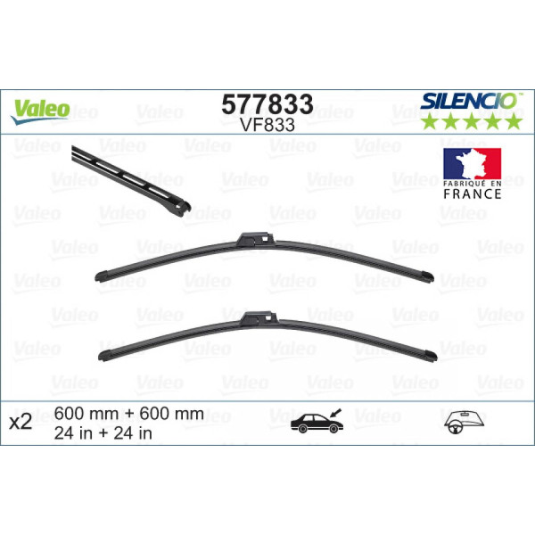 Wiper set Valeo Silencio VF833, 600/600 mm