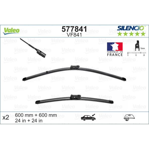 Wiper set Valeo Silencio VF841, 600/600 mm