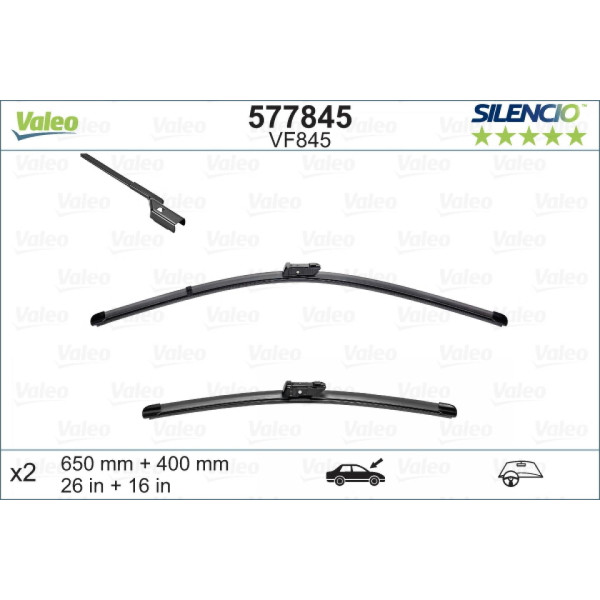 Wiper set Valeo Silencio VF845, 650/400 mm