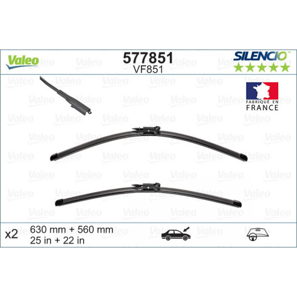 Wiper set Valeo Silencio VF851, 630/560 mm