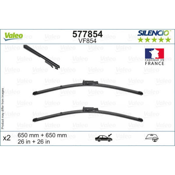 Wiper set Valeo Silencio VF854, 650/650 mm