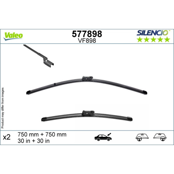 Wiper set Valeo Silencio VF898, 750/750 mm