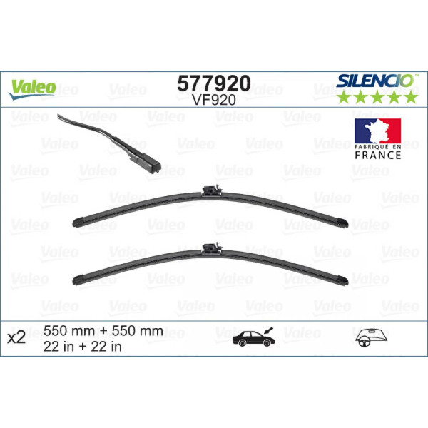 Wiper set Valeo Silencio VF920, 550/550 mm