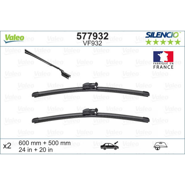 Wiper set Valeo Silencio VF932, 600/500 mm