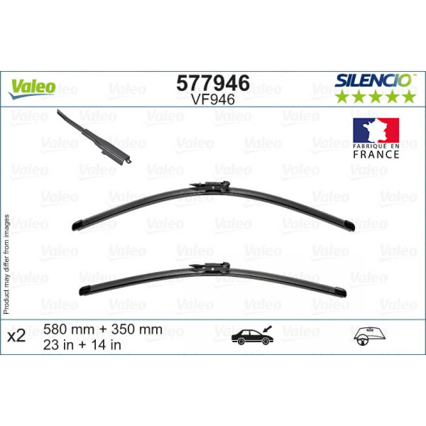 Wiper set Valeo Silencio VF946, 580/350 mm