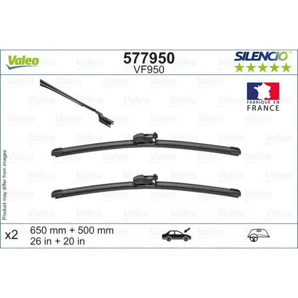 Wiper set Valeo Silencio VF950, 650/500 mm