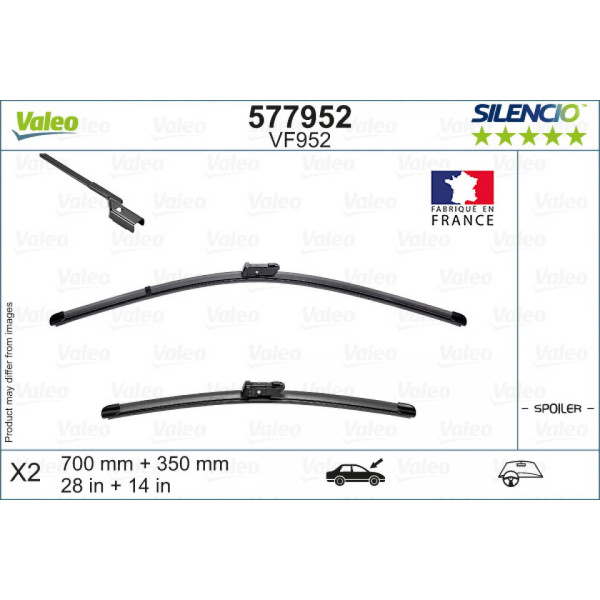 Wiper set Valeo Silencio VF952, 700/350 mm