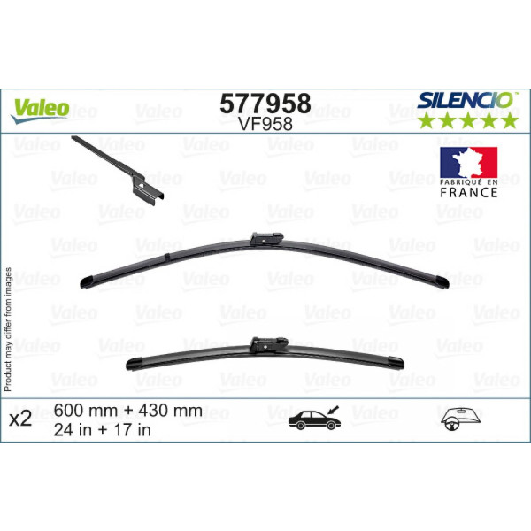 Wiper set Valeo Silencio VF958, 600/430 mm