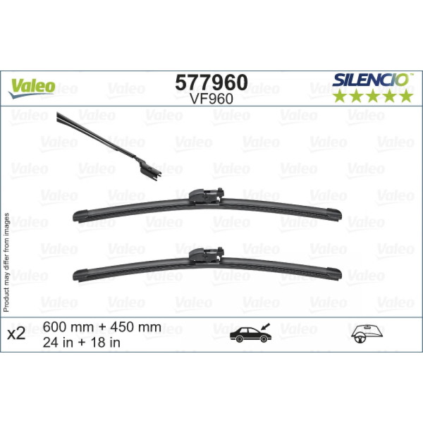 Wiper set Valeo Silencio VF960, 600/450 mm