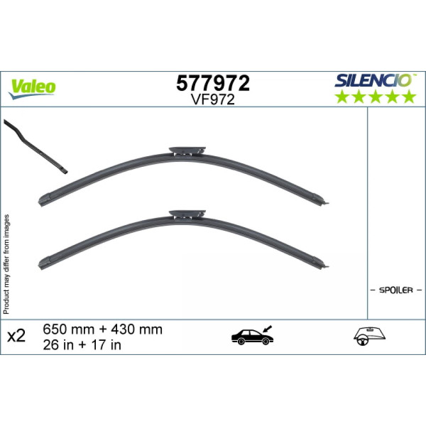 Wiper set Valeo Silencio VF972, 650/430 mm