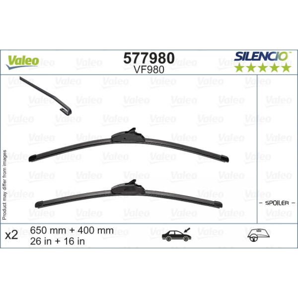 Wiper set Valeo Silencio VF980, 650/400 mm