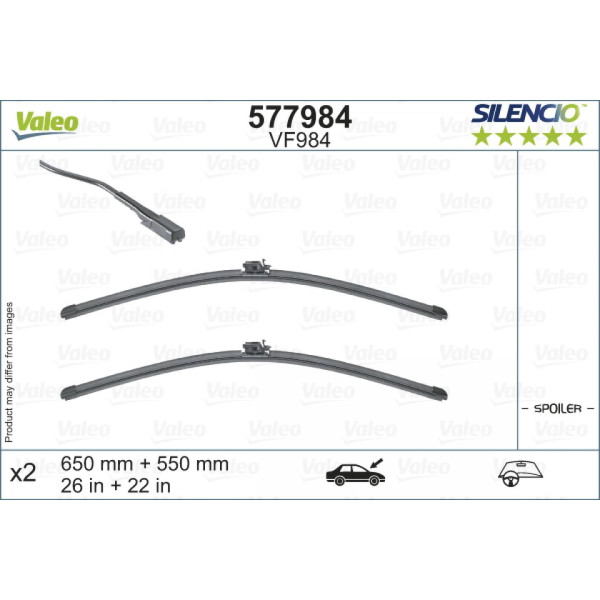 Wiper set Valeo Silencio VF984, 650/550 mm