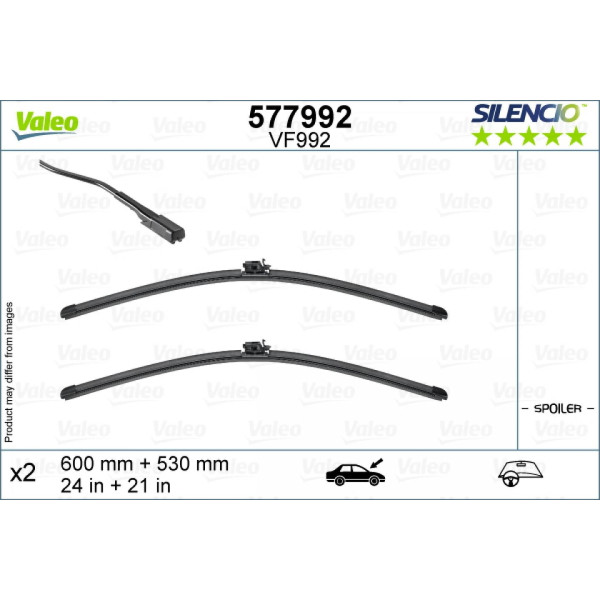 Wiper set Valeo Silencio VF992, 650/530 mm