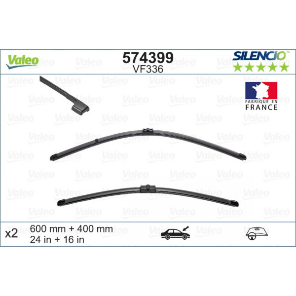 Wiper set Valeo Silencio X.TRM OE VF336, 600/400 mm