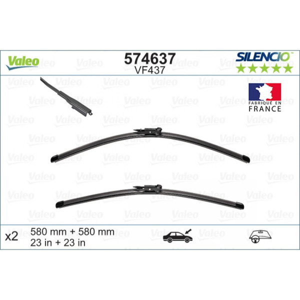 Wiper set Valeo Silencio X.TRM OE VF437, 580/580 mm